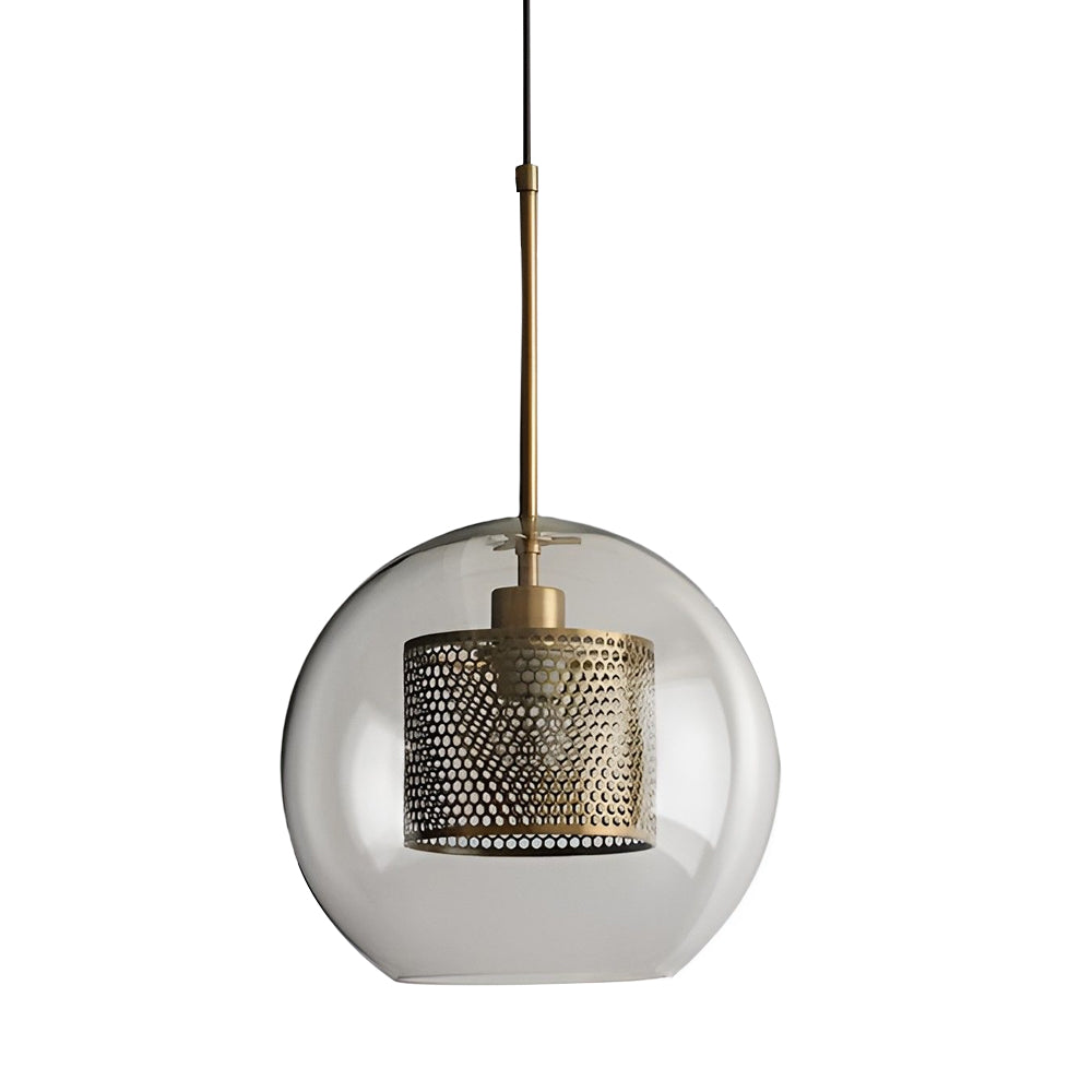 Vintage industrial pendant lamp with round glass and gold – LED pendant light for dining room and living room | Bowlift