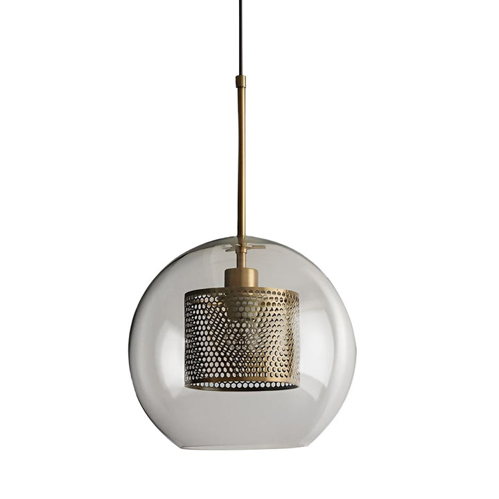 Vintage industrial pendant lamp with round glass and gold – LED pendant light for dining room and living room | Bowlift