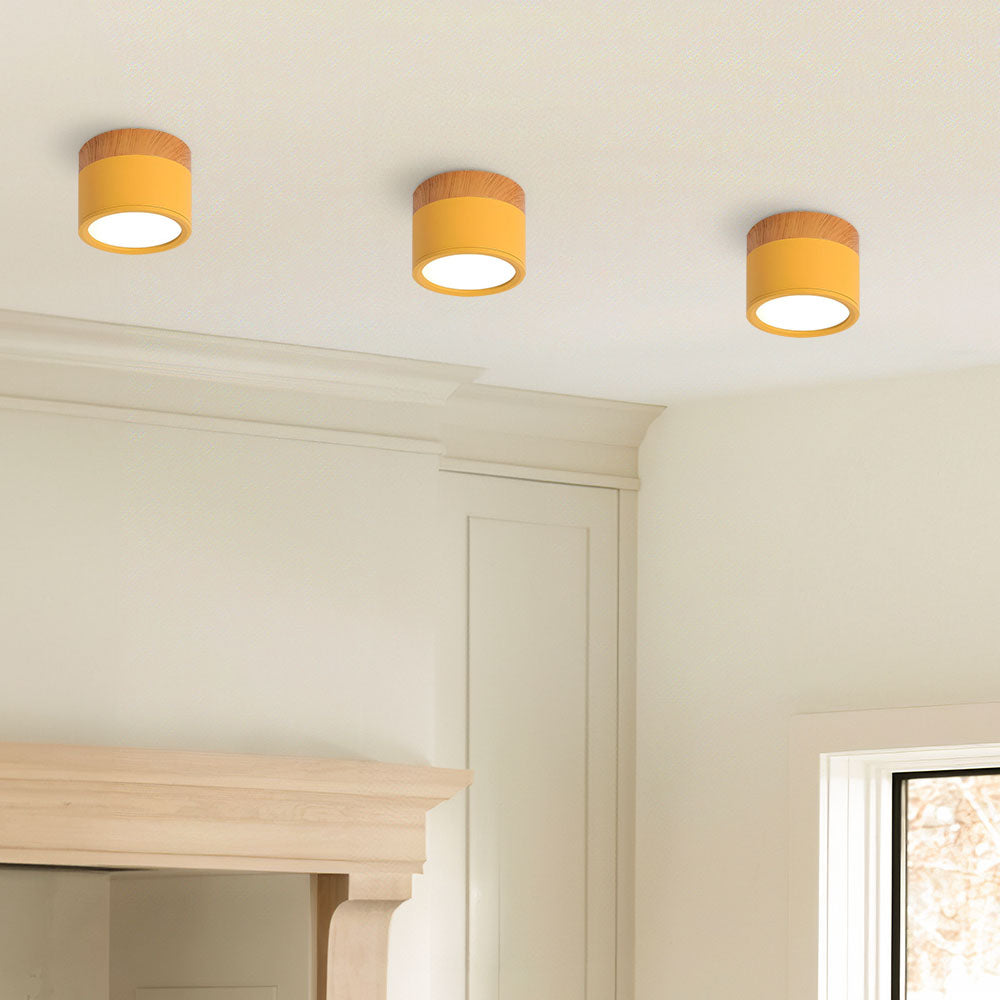 BowLift | Ceiling Light with Pink Flush Wood Finish