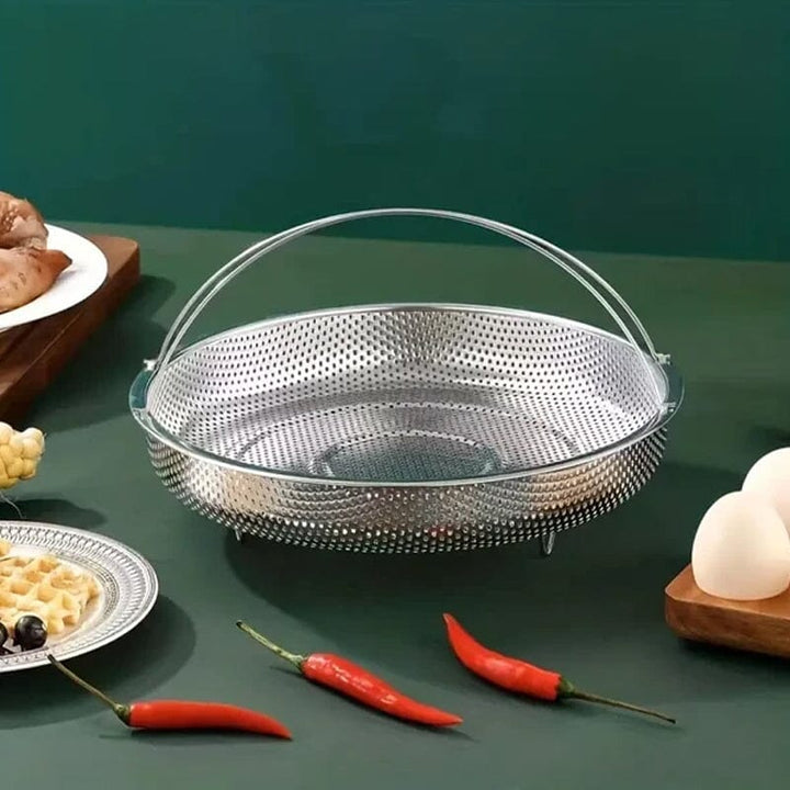Multi-function Stainless Steel Steamer Drain Basket with Handle | Bowlift