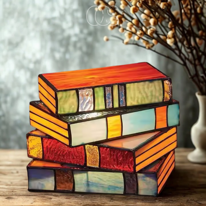 BowLift | Wireless Mosaic Book Lamp – Tiffany Style Decorative Table Light for Reading & Ambience