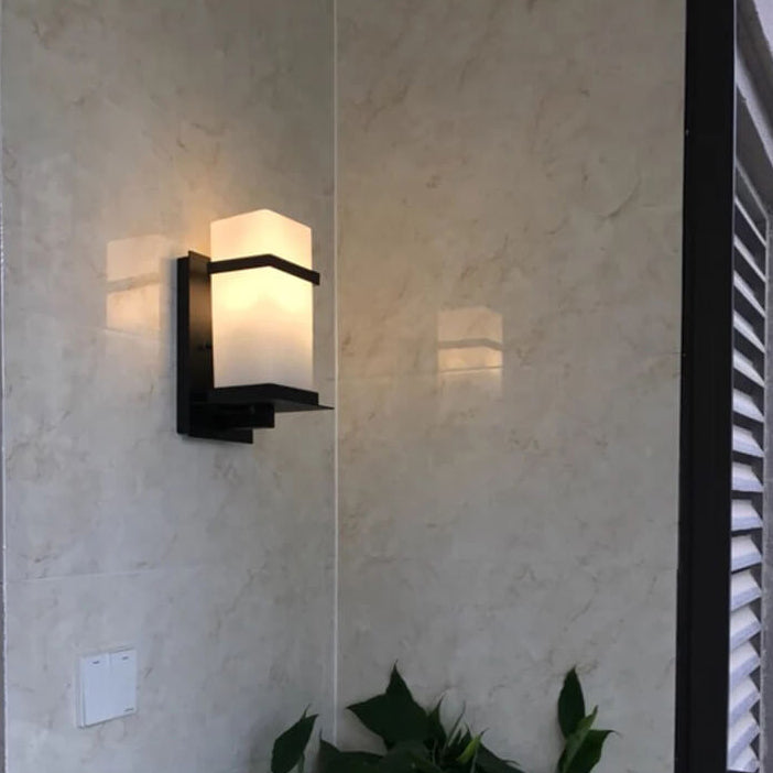 Modern Chinese Square Outdoor Waterproof 1-Light Wall Sconce Lamp | Bowlift
