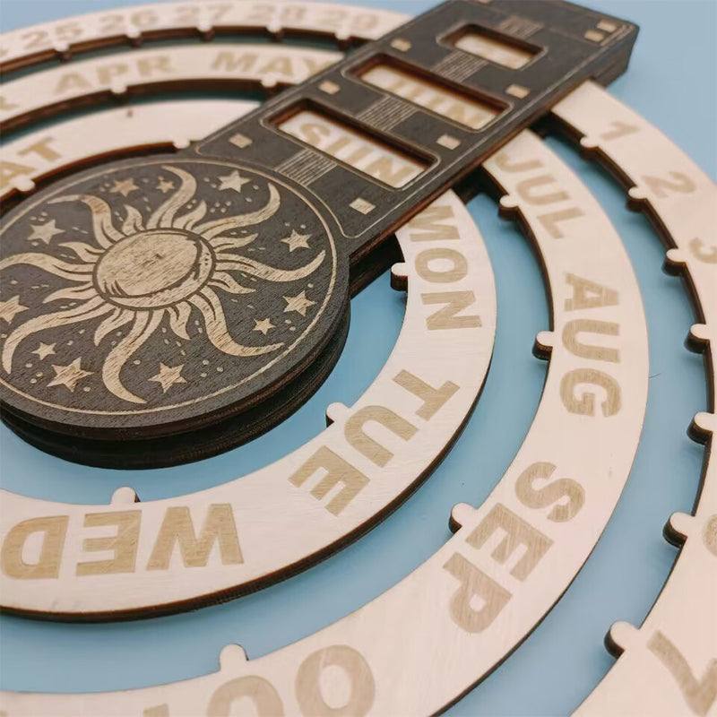Wood Rotating Circular Perpetual Calendar | Bowlift