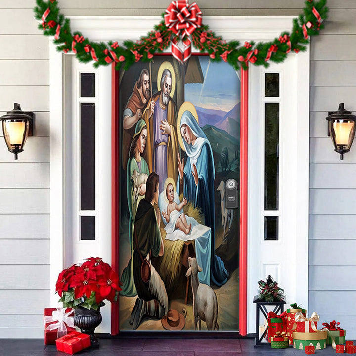 BowLift | Christmas Door Cover | Fabric Front Door Decoration | Washable & Reusable | 91×203cm