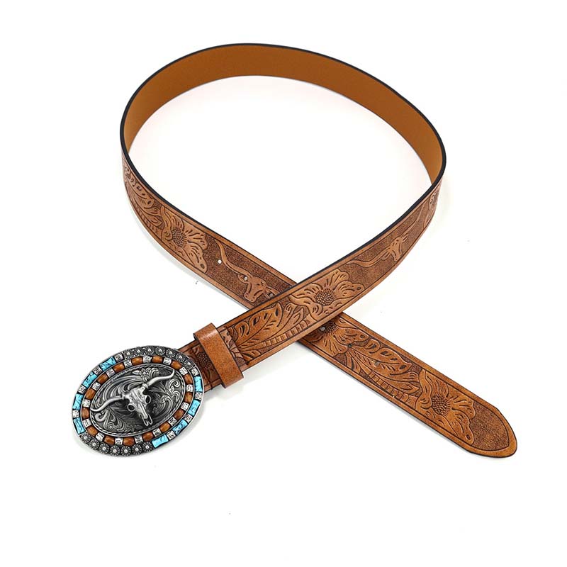 BowLift | Retro Punk Embossed Western Denim Belt