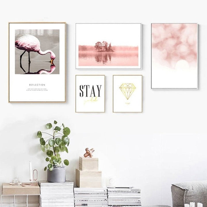 Flamingo Reflection - Canvas Wall Art Painting | Bowlift
