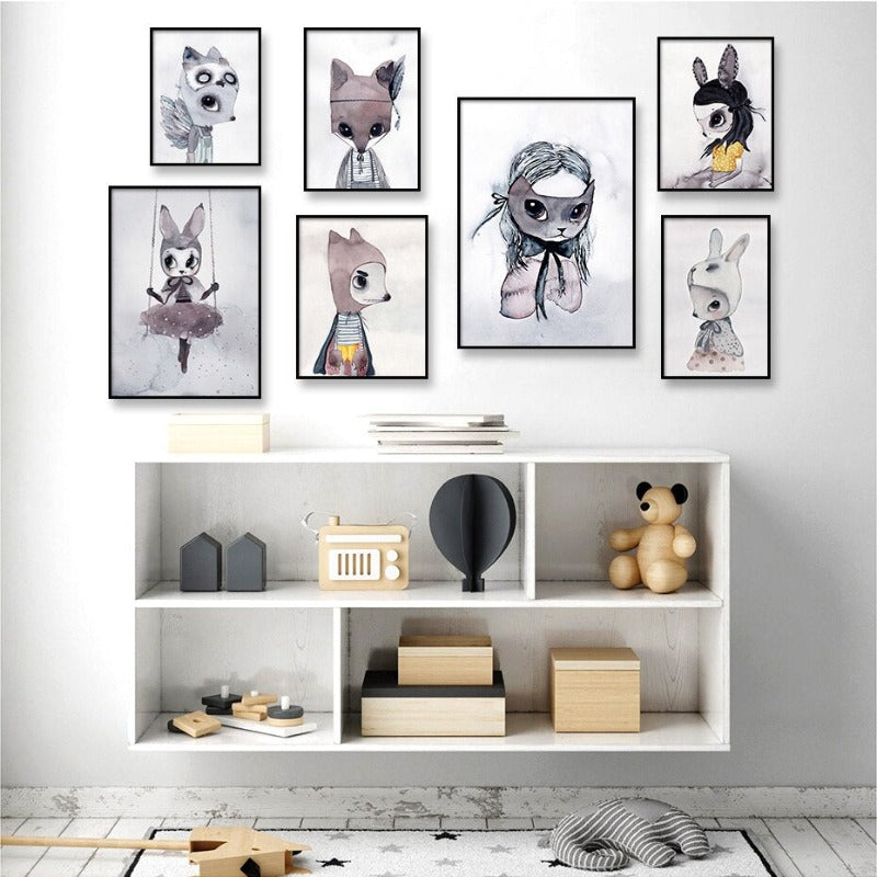 Watercolor Cartoon - Canvas Wall Art Painting | Bowlift