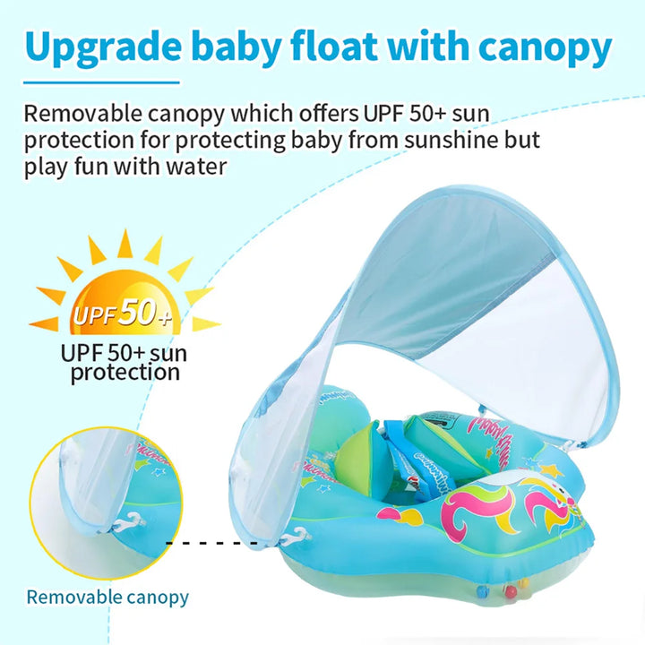 Inflatable Baby Swim Ring with Sunshade - Safe and Comfortable | Bowlift