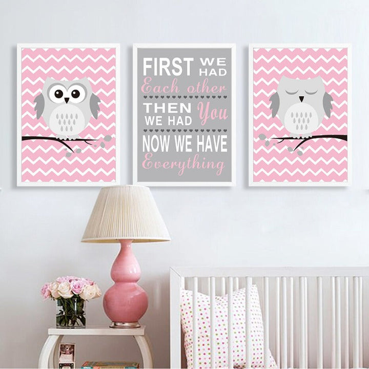 Baby Pink Owl - Canvas Wall Art Painting | Bowlift