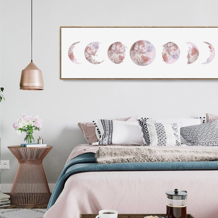 Modern Various Moon Phases Isolated Prints - Canvas Wall Art Painting | Bowlift