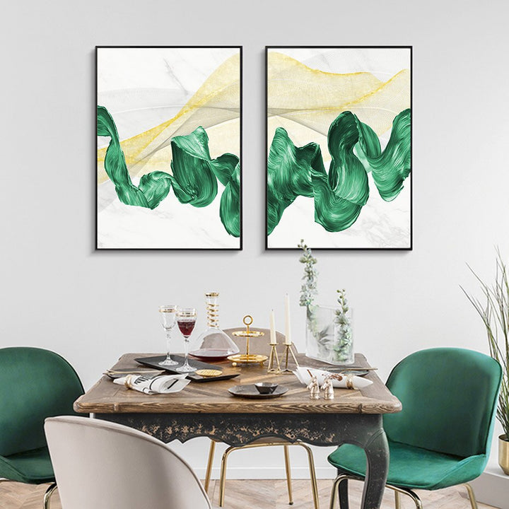 Green Ink Flow - Canvas Wall Art Painting | Bowlift