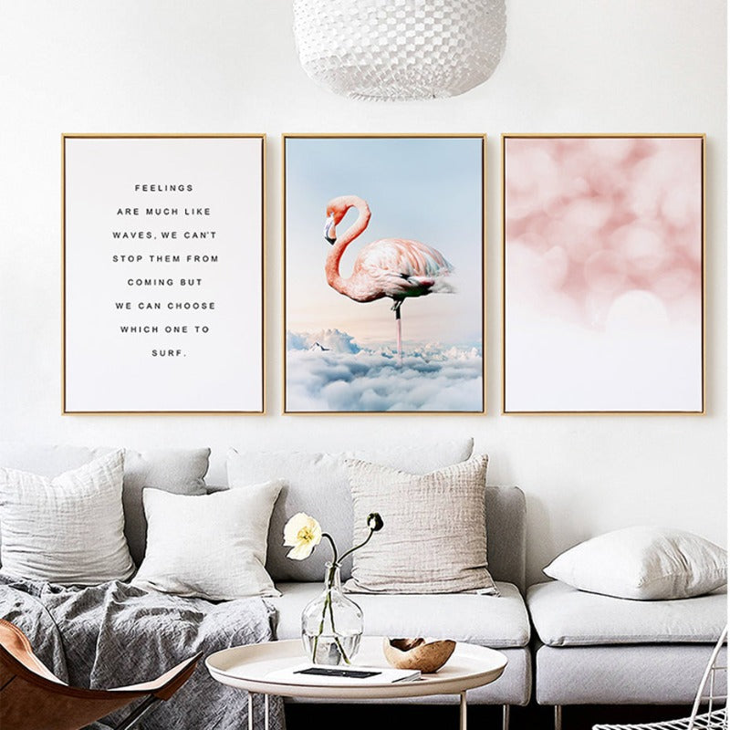 Flamingo In Landscape - Canvas Wall Art Painting | Bowlift