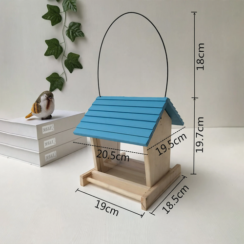 Rustic hanging bird feeder made of pine wood