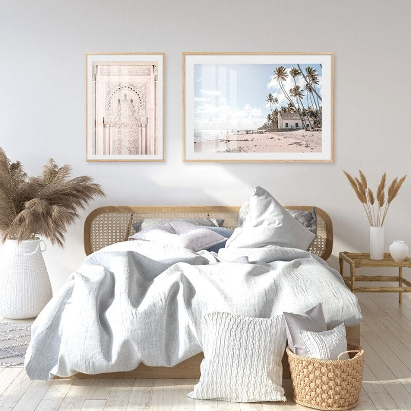 House Sea Pink Landscape Building Wall Art Pictures | Bowlift