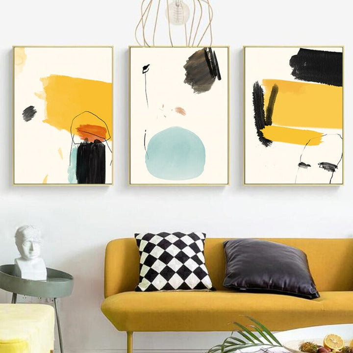 Geometric Abstract Trendy Colors  - Canvas Wall Art Painting | Bowlift