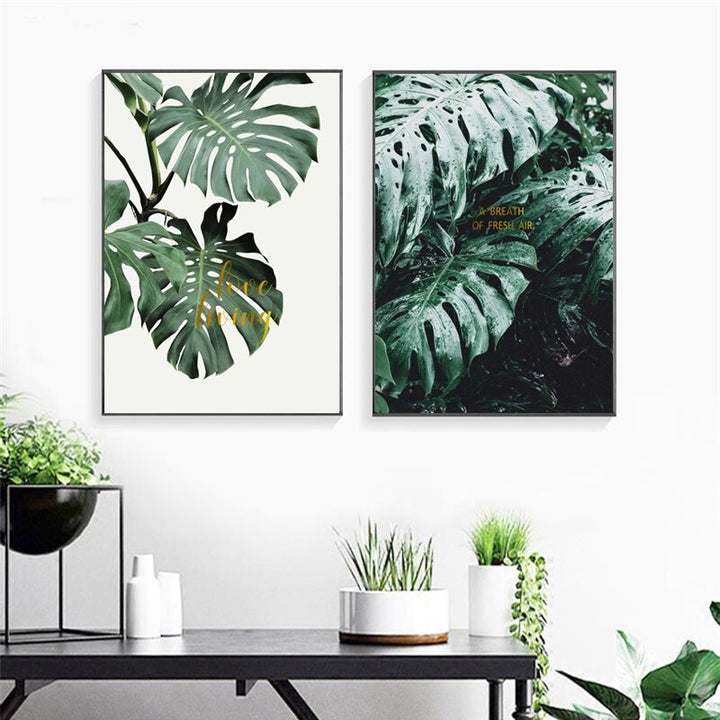 Green Turtle Leaves - Canvas Wall Art Painting | Bowlift