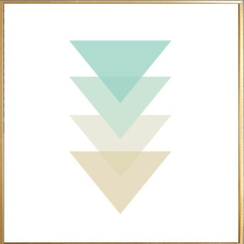 Abstract Mint Color Geometric Triangles - Canvas Wall Art Painting | Bowlift