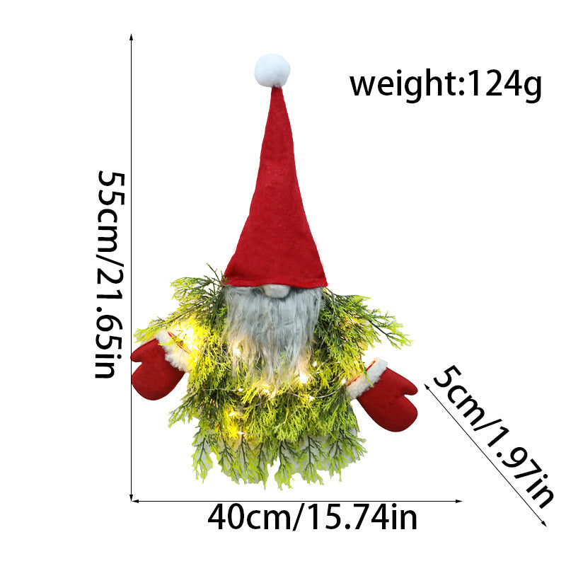 Illuminated Christmas wreath with gnome motif
