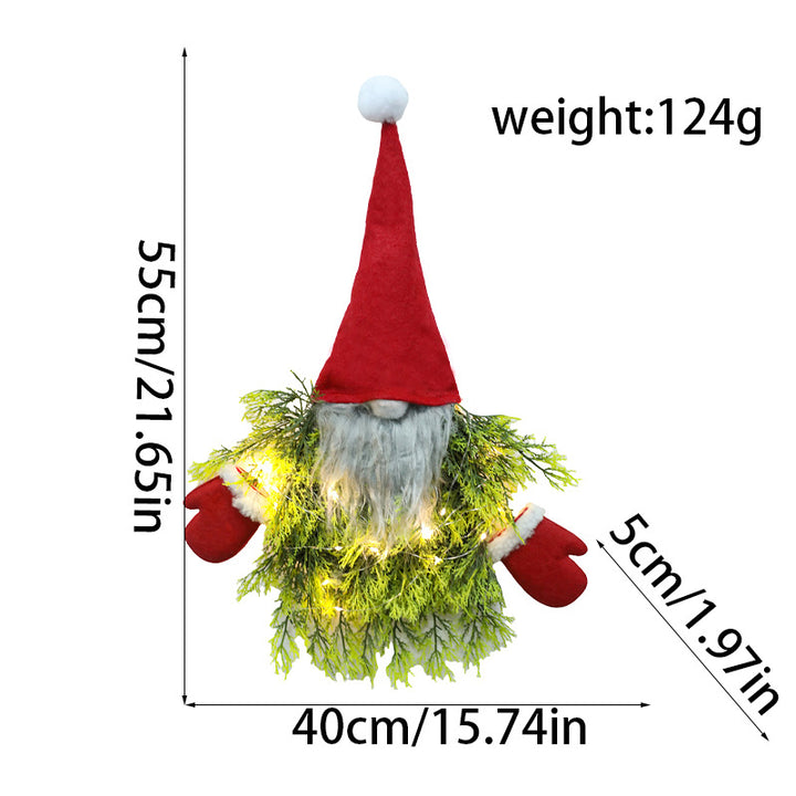 Illuminated Christmas wreath with gnome motif