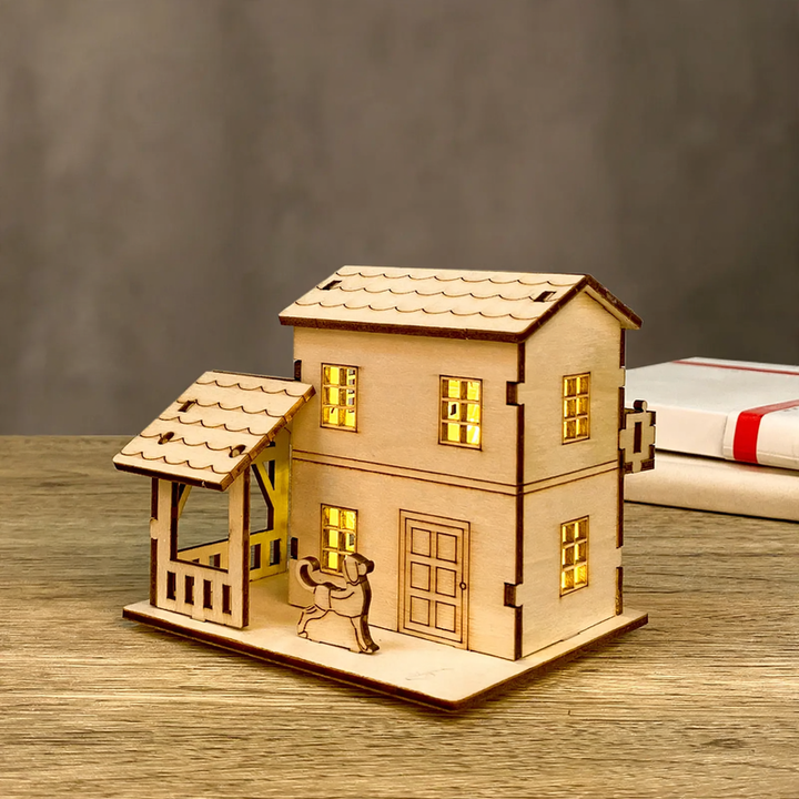 Decorative wooden Christmas light house to customize