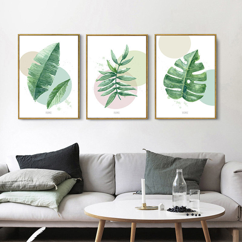 Nordic Refreshing Green Leaves - Canvas Wall Art Painting | Bowlift
