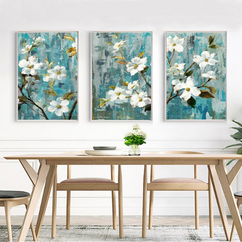 Apple White Flower Pictures - Canvas Wall Art Painting | Bowlift