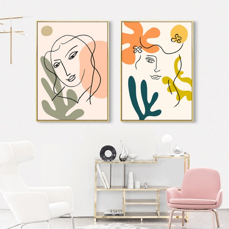 Scandinavia Abstract Figure Plants Pictures Wall Art - Canvas Wall Art Painting | Bowlift