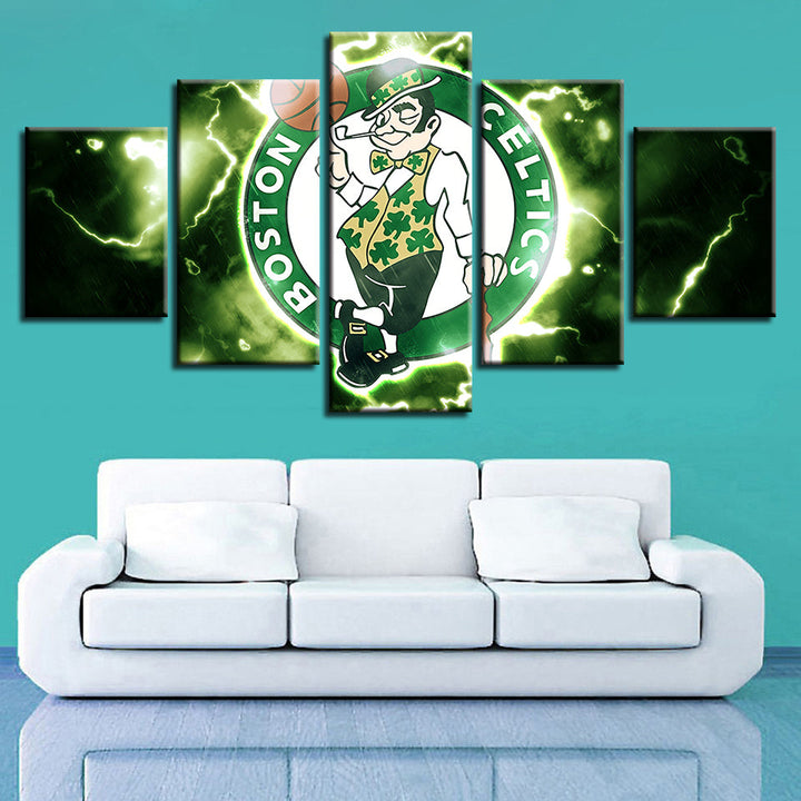 Electrifying Boston Celtics 5 Piece - Canvas Wall Art Painting | Bowlift