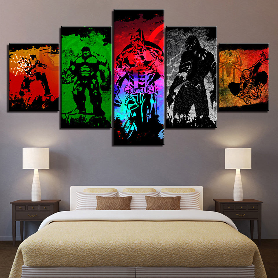 Multicolor Marvel Superheroes - Canvas Wall Art Painting | Bowlift