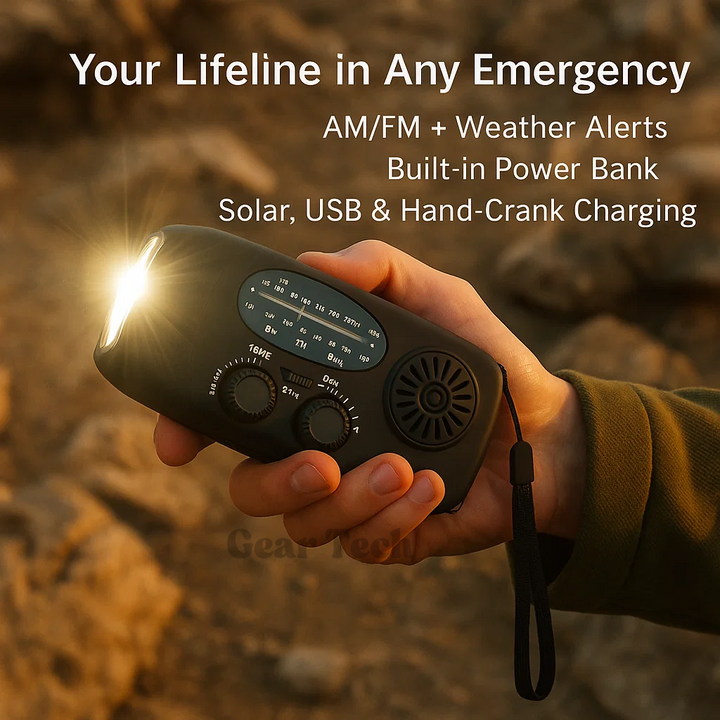 BowLift | Portable Wind-Up Radio | AM/FM, Weather Broadcasts & Built-In Power Bank for Emergency Preparedness