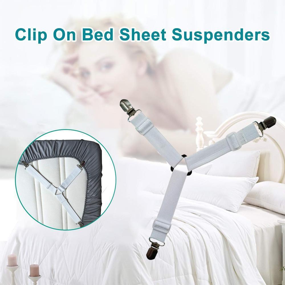 BowLift | Bed Sheet Tighter, 8-Pack Adjustable Triangular Elastic Band Straps