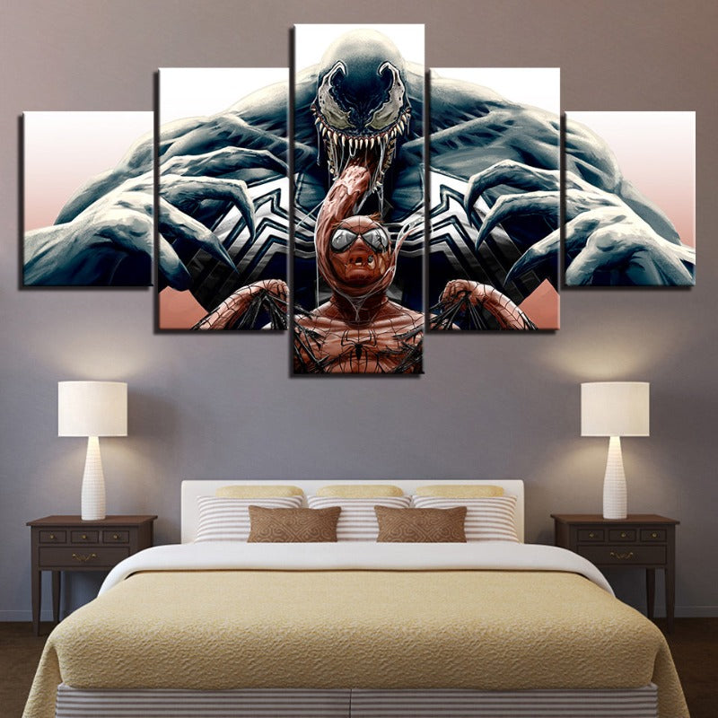 Spider Man vs Venom 5 Piece Canvas Wall Art | High-Definition Prints | Bowlift