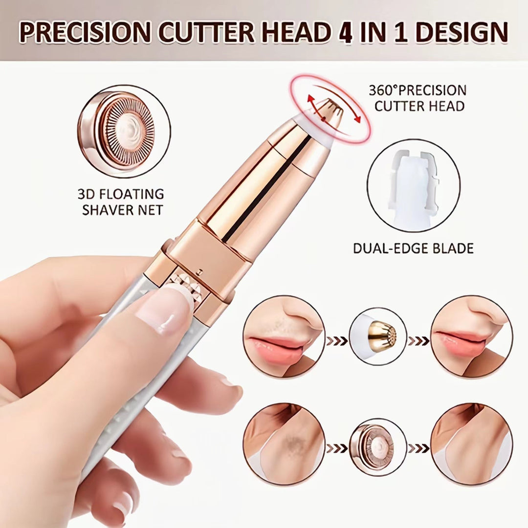 BowLift | 4 In 1 Facial Electric Shaver For Women, Full Body Epilator Rechargeable Eyebrow Nose Bikini Area Hair Clipper