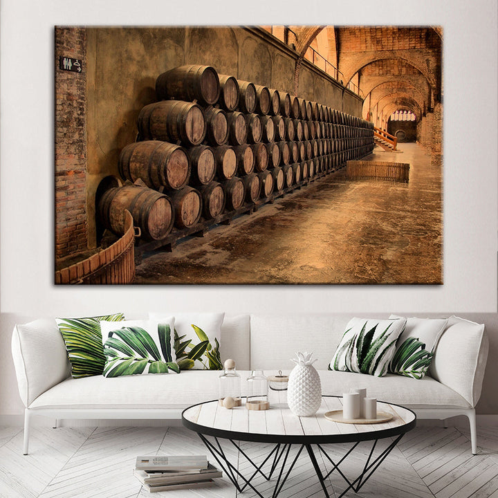 Rustic Barrels - Canvas Wall Art Painting | Bowlift