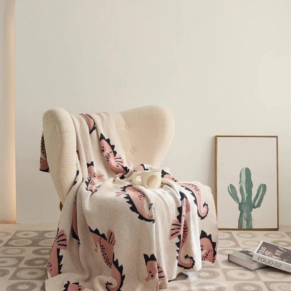 BowLift | Nautical Seahorse Throw Blanket
