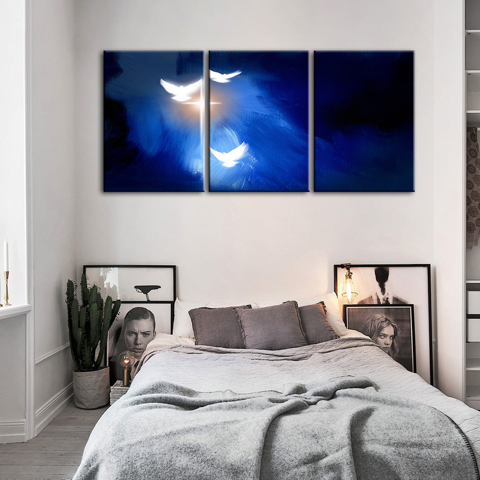 Shining Doves 3 Piece - Canvas Wall Art Painting | Bowlift