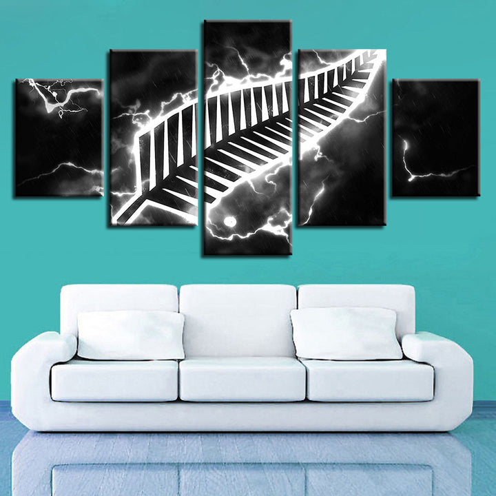Black Thunder Feather 5 Piece - Canvas Wall Art Painting | Bowlift