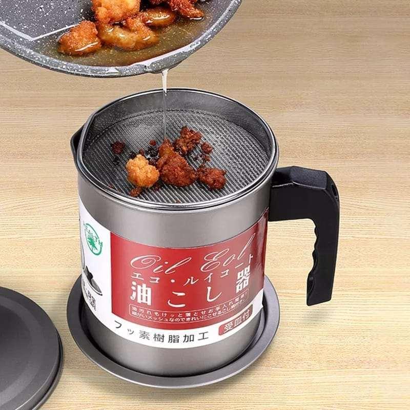 1.4L Kitchen Stainless Steel Kitchen Oil Filter Pot Bowlift