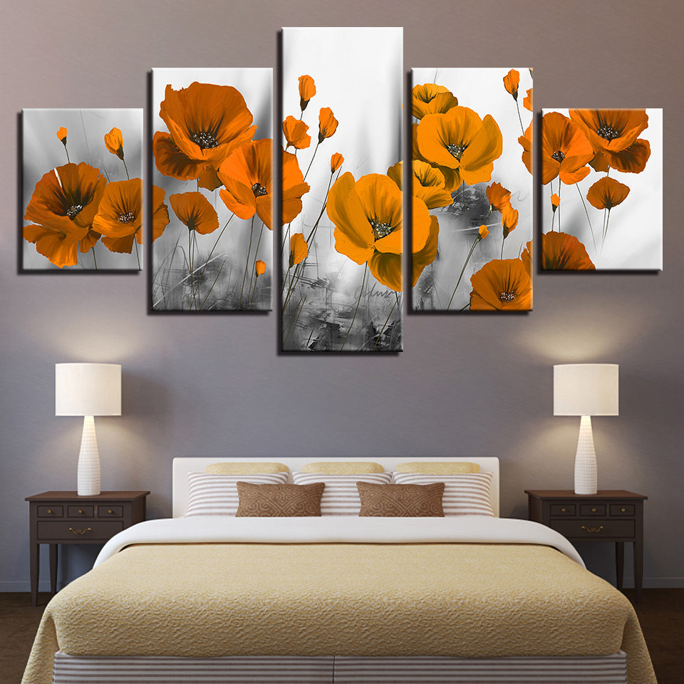 Melancholy Poppies 5 Piece - Canvas Wall Art Painting | Bowlift