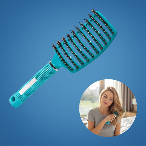 Quick Knot‑Free Detangling – Nylon Bristles with Scalp Massage Tips – For Thick or Curly Hair Bowlift