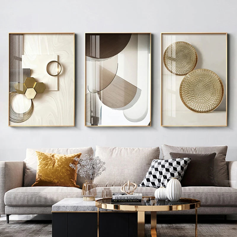 Modern Aesthetics Abstract Geometry Wall Art Fine Art Canvas Prints Pictures For Luxury Apartment Living Room Dining Room Entrance Foyer Art Decor | Bowlift