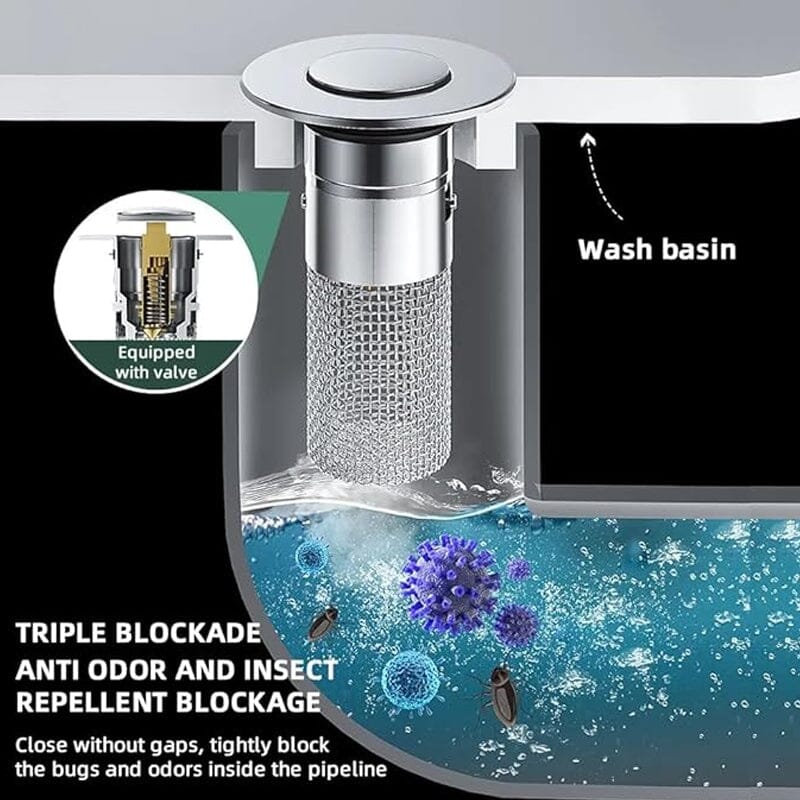 Drain filter stainless steel with pop-up mechanism | Bowlift