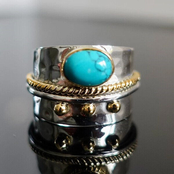 BowLift | Sterling Silver Turquoise Wide Band Ring