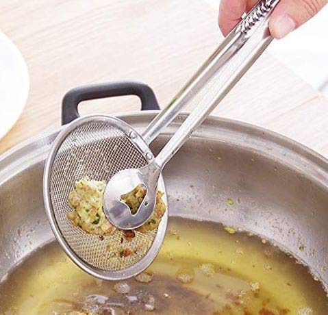 Frying Tong With Strainer Stainless Steel Bowlift