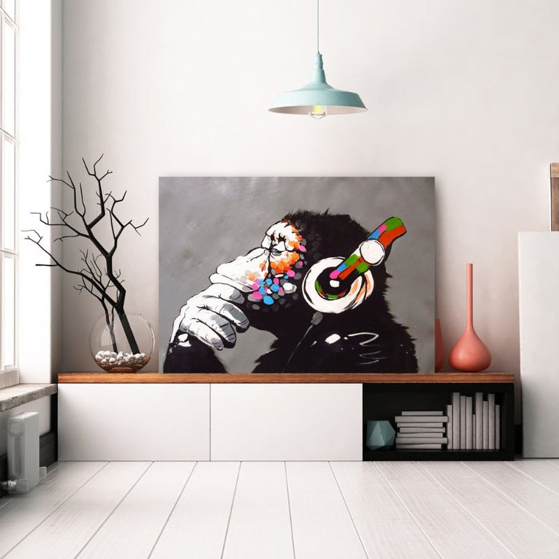 Musical Monkey - Canvas Wall Art Painting | Bowlift