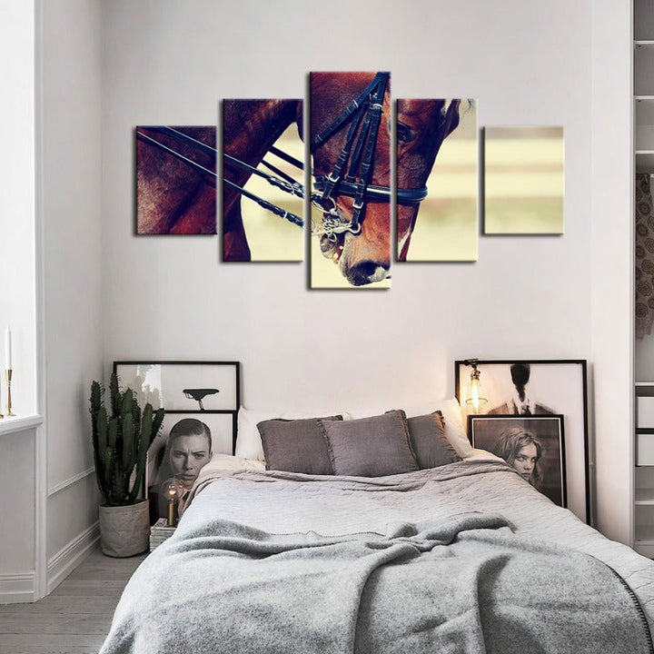5 Piece Graceful Haltered Horse - Canvas Wall Art Painting | Bowlift