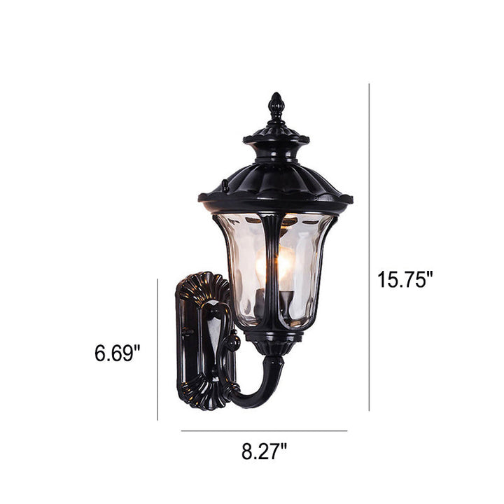 European Retro Waterproof Stone Pattern Glass Lampshade 1-Light Outdoor Wall Sconce Lamp | Bowlift