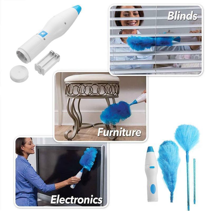 360° Rotatable Electric Spin Duster Motorized Dust Wand with 2 Brushes | Bowlift