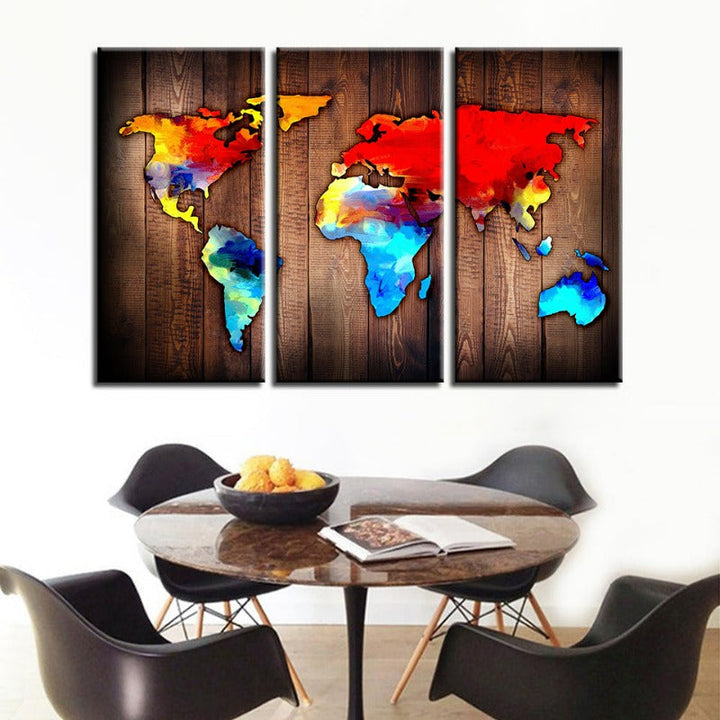 Beautiful Volcanic World Map-Canvas Wall Art Painting 3 Pieces | Bowlift