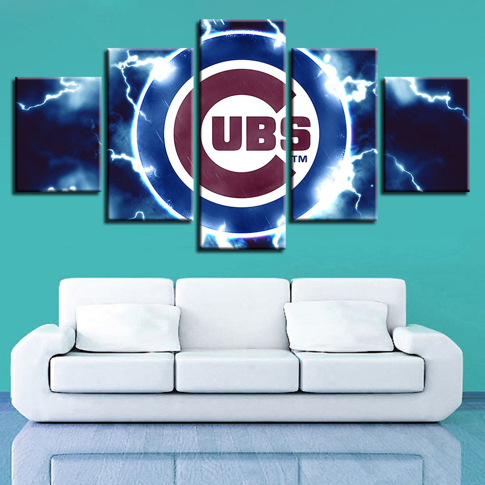 Charged Chicago Cubs 5 Pieces-Canvas Wall Art Painting | Bowlift